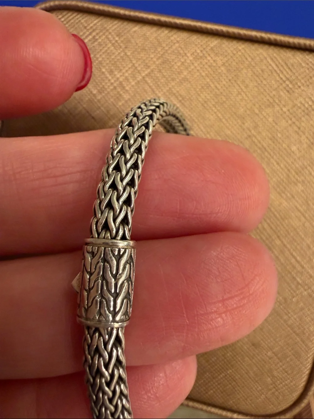 John Hardy Woven Rope Silver-Tone Bracelet with Chain Accent